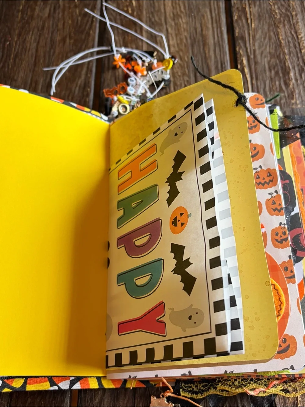 Halloween Junk Journal Candy Corn Cat Pumpkin Trick Or Treat SC 3 Sig Decorated